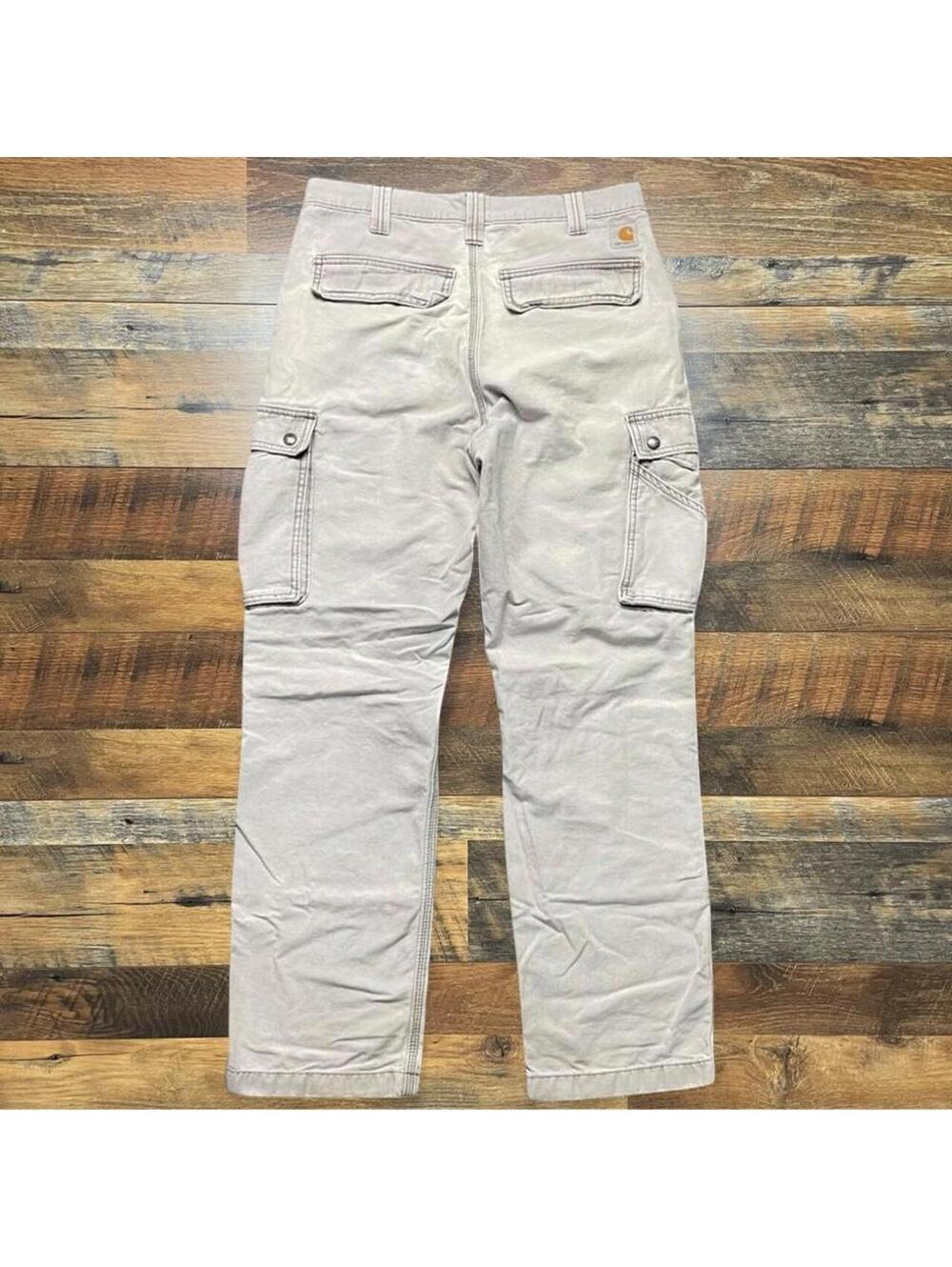 Vintage Carhartt Relaxed Fit Gray Duck Canvas Cargo Pants Size 32x32